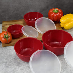 4pcs Round Bento Boxes with Lids for Dessert Soup Sauce Coffee