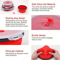 4-Pack Silicone Insulated Lunch Box Round Bento Box