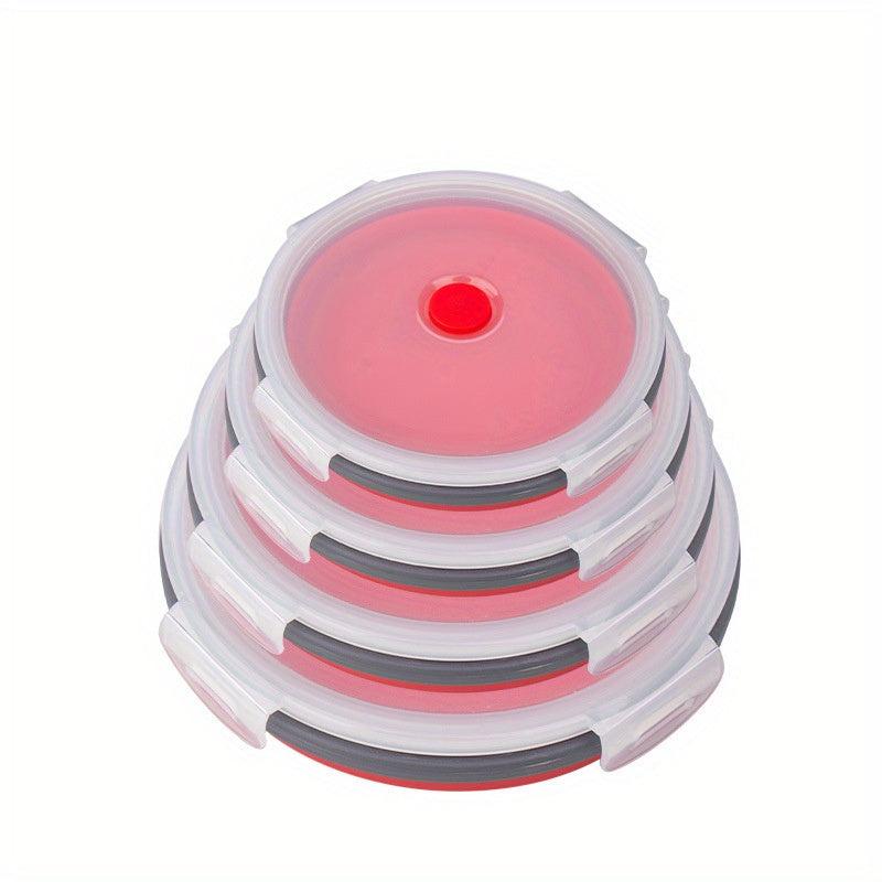 4-Pack Silicone Insulated Lunch Box Round Bento Box