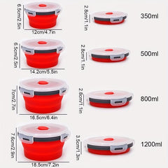 4-Pack Silicone Insulated Lunch Box Round Bento Box