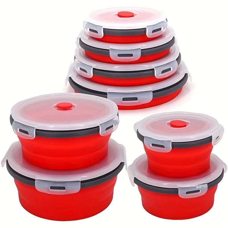 4-Pack Silicone Insulated Lunch Box Round Bento Box