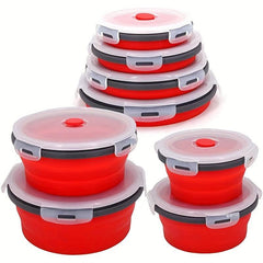 4-Pack Silicone Insulated Lunch Box Round Bento Box