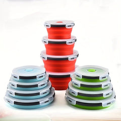 4-Pack Silicone Insulated Lunch Box Round Bento Box