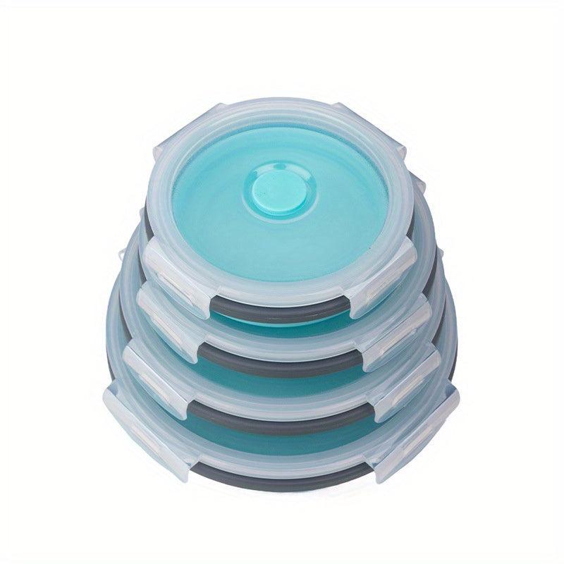 4-Pack Silicone Insulated Lunch Box Round Bento Box