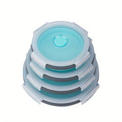 4-Pack Silicone Insulated Lunch Box Round Bento Box