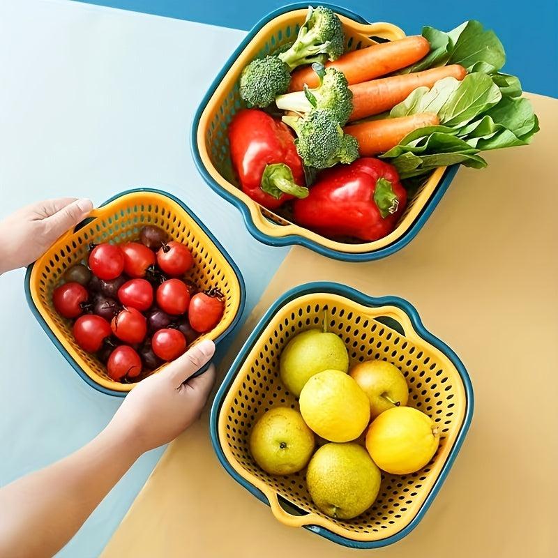 6pcs Double Layer Drainage Basket for Washing and Storage