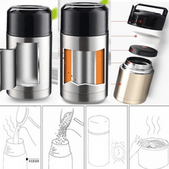Large Capacity 1000ML Lunch Box Stainless Steel Food Container Vacuum Flask