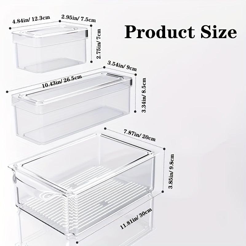 7pcs Fridge Organizers Stackable Refrigerator Organizers With Lids BPA Free