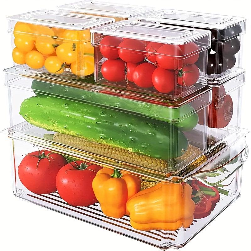 7pcs Fridge Organizers Stackable Refrigerator Organizers With Lids BPA Free