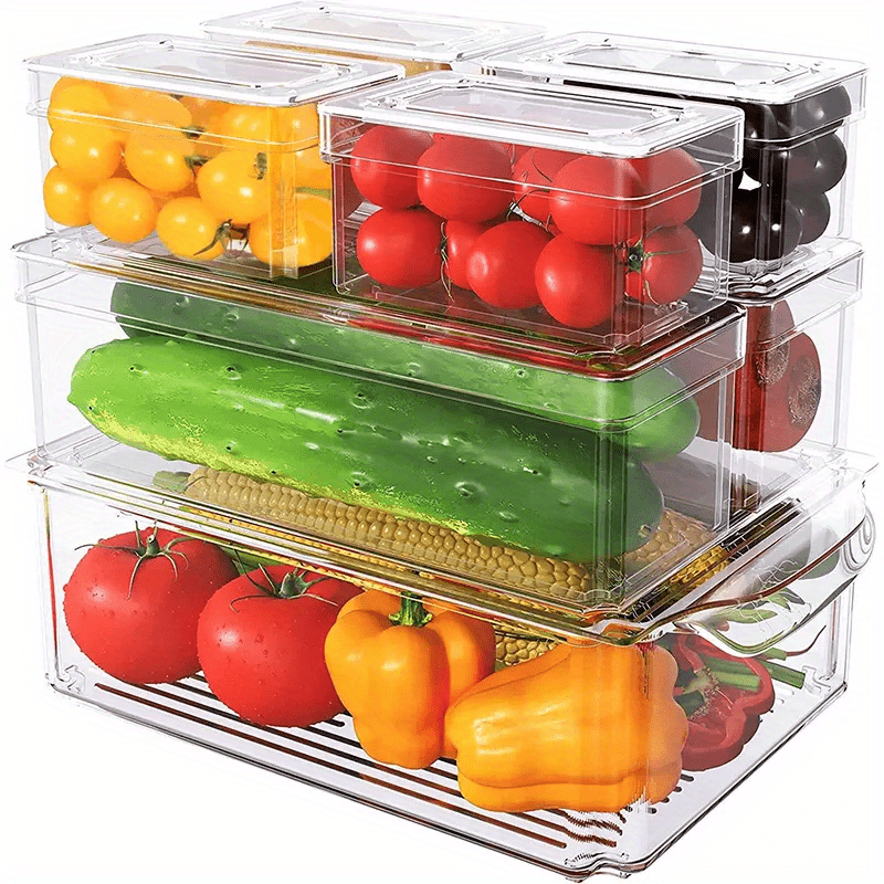7pcs Fridge Organizers Stackable Refrigerator Organizers With Lids BPA Free