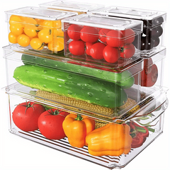 7pcs Fridge Organizers Stackable Refrigerator Organizers With Lids BPA Free