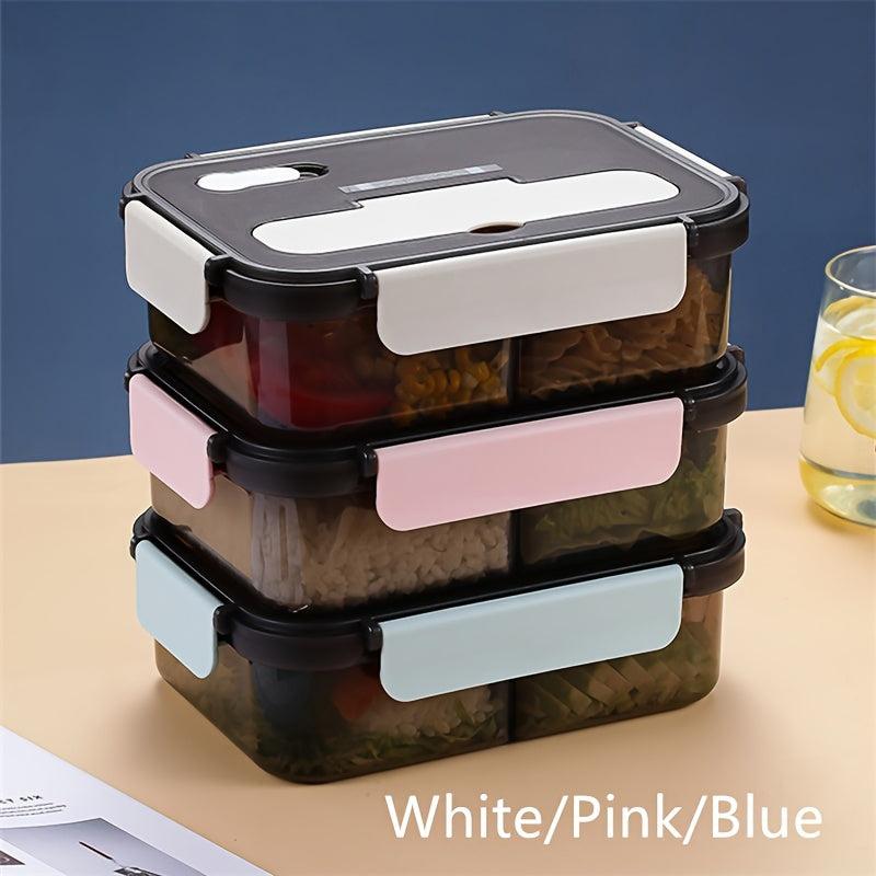 Pink Bento Box Set with Spoon & Fork, Divided Microwave Safe Lunch Container