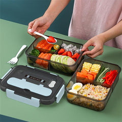 Pink Bento Box Set with Spoon & Fork, Divided Microwave Safe Lunch Container