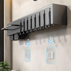 Stainless Steel Wall Mounted Organizer with Towel Rod and Hook