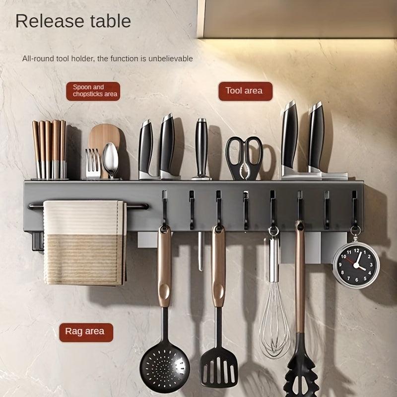 Stainless Steel Wall Mounted Organizer with Towel Rod and Hook