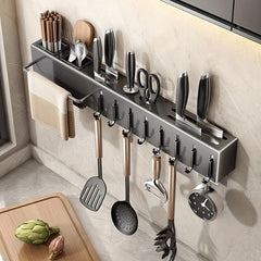 Stainless Steel Wall Mounted Organizer with Towel Rod and Hook