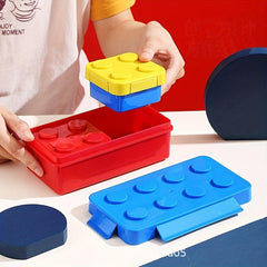 Large Capacity Building Blocks Lunch Box with Two Compartments for Teenagers