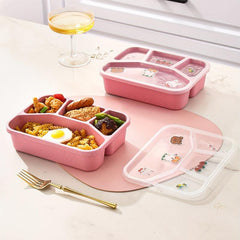 Creative Wheat Straw Divided Grid Lunch Box - Leakproof Bento Box
