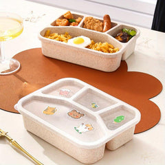 Creative Wheat Straw Divided Grid Lunch Box - Leakproof Bento Box