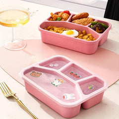 Creative Wheat Straw Divided Grid Lunch Box - Leakproof Bento Box