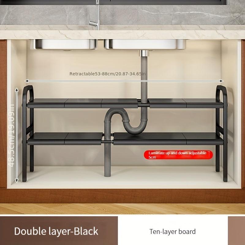 Expandable Retractable Under Sink Organizer for Kitchen and Bathroom