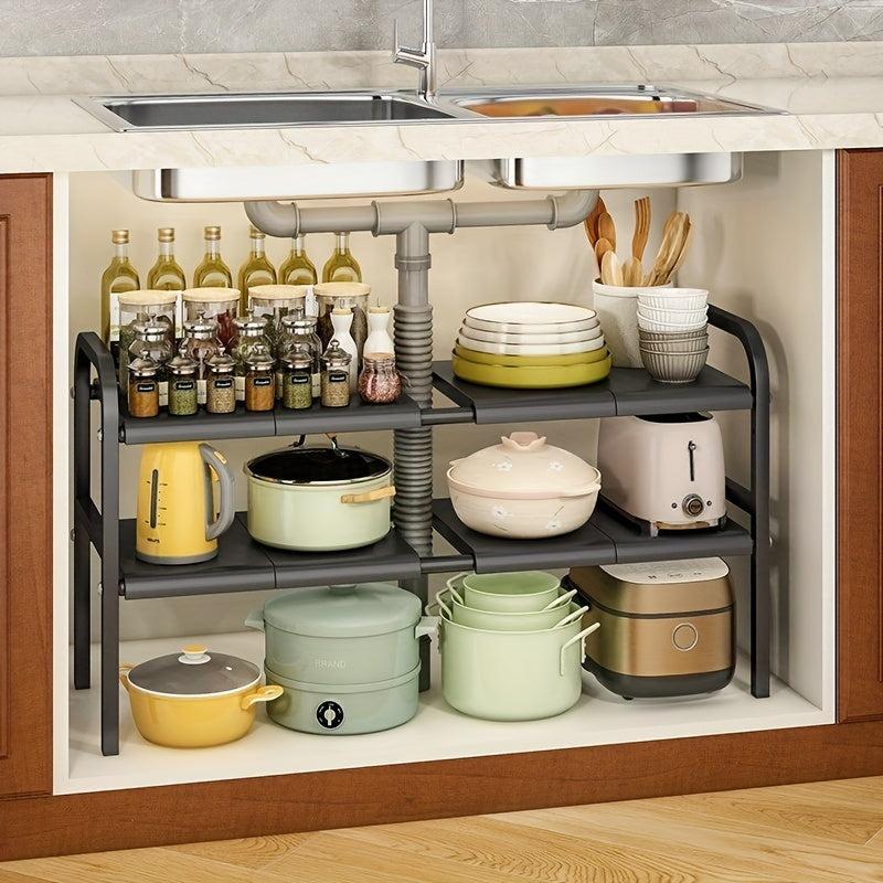 Expandable Retractable Under Sink Organizer for Kitchen and Bathroom