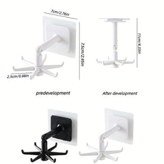 Kitchen 360 Rotating Wall Shelf Pot Chopping Board Hook Rack Self Adhesive