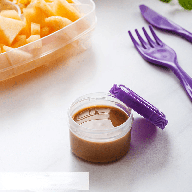 4pcs Mini Plastic Jars Dipping Bowls Sub Bottles Reusable For Sauce Cups