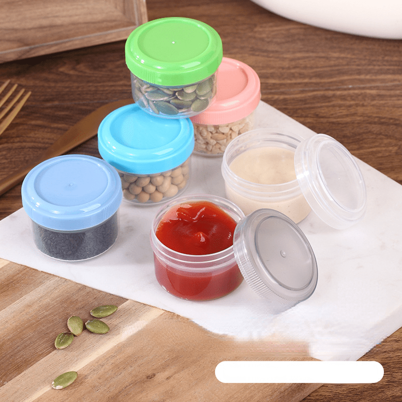 4pcs Mini Plastic Jars Dipping Bowls Sub Bottles Reusable For Sauce Cups