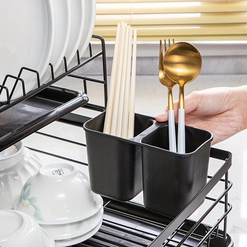 Kitchen Rack Double Water Plate with Chopstick Cage