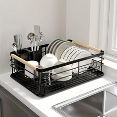 Kitchen Rack Double Water Plate with Chopstick Cage