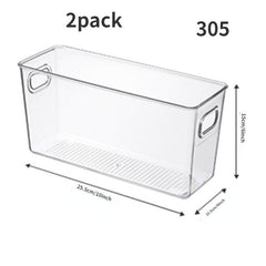 2 Clear Pantry Storage Bins Plastic Food Storage Organizer With Handle