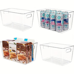2 Clear Pantry Storage Bins Plastic Food Storage Organizer With Handle