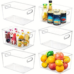 2 Clear Pantry Storage Bins Plastic Food Storage Organizer With Handle