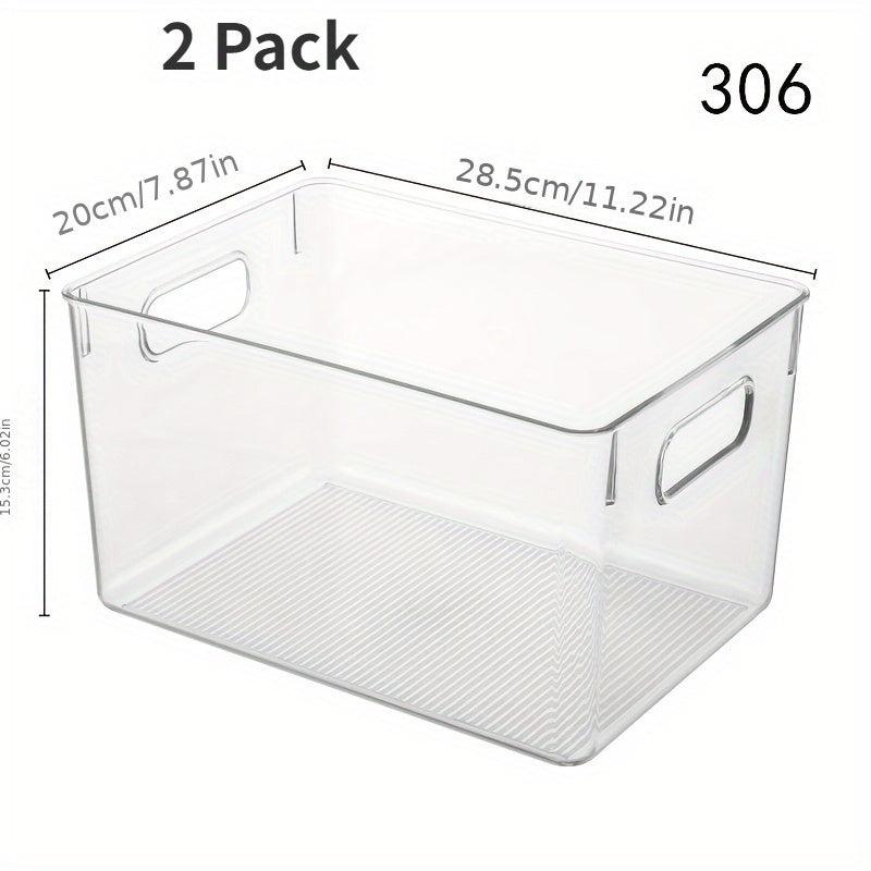 2 Clear Pantry Storage Bins Plastic Food Storage Organizer With Handle
