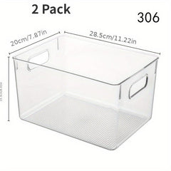 2 Clear Pantry Storage Bins Plastic Food Storage Organizer With Handle