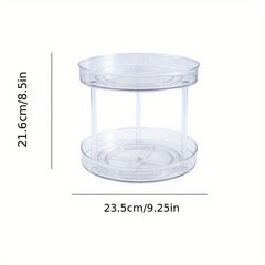 Rotating Spice Rack Condiment Organizer Lazy Susan 2 Layers Round Storage Box