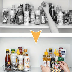 Rotating Spice Rack Condiment Organizer Lazy Susan 2 Layers Round Storage Box