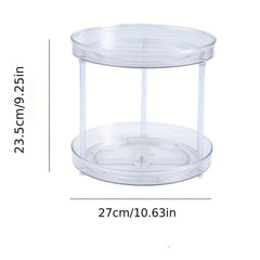 Rotating Spice Rack Condiment Organizer Lazy Susan 2 Layers Round Storage Box