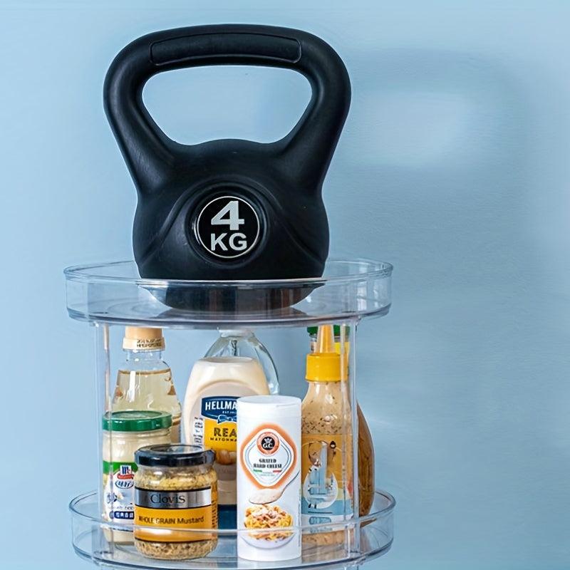 Rotating Spice Rack Condiment Organizer Lazy Susan 2 Layers Round Storage Box