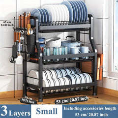 Kitchen Dish Drying Rack with Cutting Board Holder 3 Layers 2 Layers