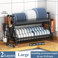 Kitchen Dish Drying Rack with Cutting Board Holder 3 Layers 2 Layers