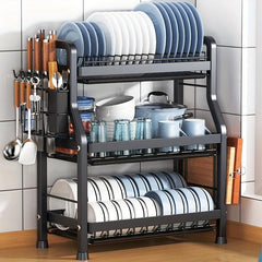 Kitchen Dish Drying Rack with Cutting Board Holder 3 Layers 2 Layers