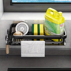 Stainless Steel Telescopic Sink Drain Basket with Soap Sponge Holder
