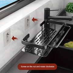 Stainless Steel Telescopic Sink Drain Basket with Soap Sponge Holder