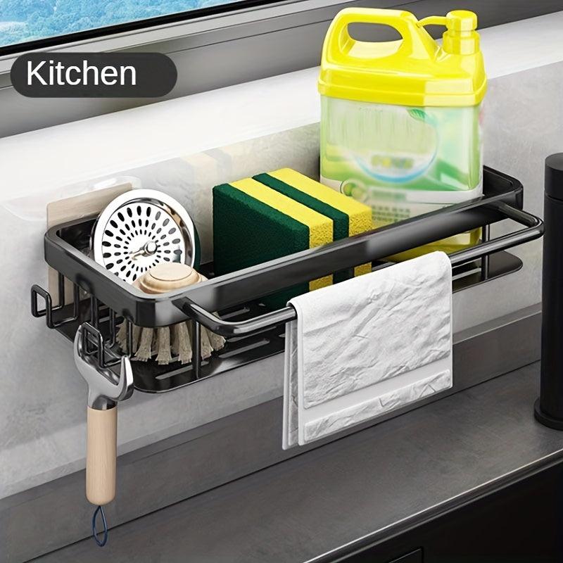 Stainless Steel Telescopic Sink Drain Basket with Soap Sponge Holder