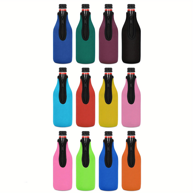 Neoprene Beer Bottle Insulator Sleeve 4/12 Pack Zip-up Jackets Cold Hands Warm