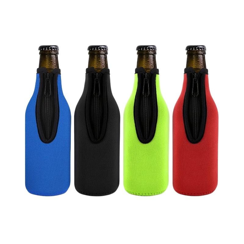 Neoprene Beer Bottle Insulator Sleeve 4/12 Pack Zip-up Jackets Cold Hands Warm
