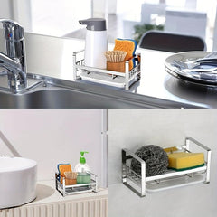 Stainless Steel Sink Sponge Rack with Removable Drain Tray