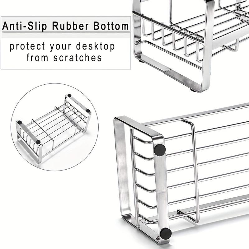 Stainless Steel Sink Sponge Rack with Removable Drain Tray